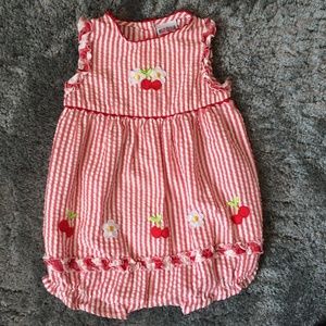 Okie Dokie Cherry Seersucker Romper